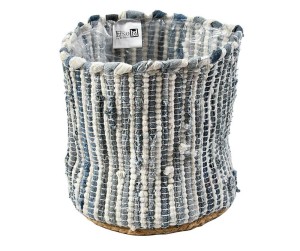 Boho Bawełniana osłonka na doniczkę niebieska