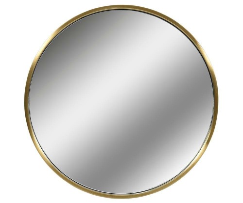 Modern Lustro w okragłej  metalowej, złotej ramie