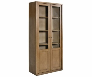 Dwudrzwiowa biblioteka z drewna kauczukowego fornirowanego z przeszkleniem