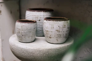 Piasek pustyni 2A, ceramiczna pękata osłonka w delikatną kratkę (największa)