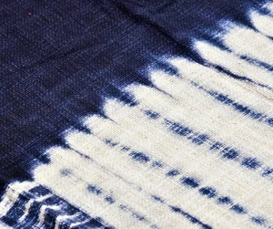 Boho Bawełniany pled, cienka granatowa narzuta 