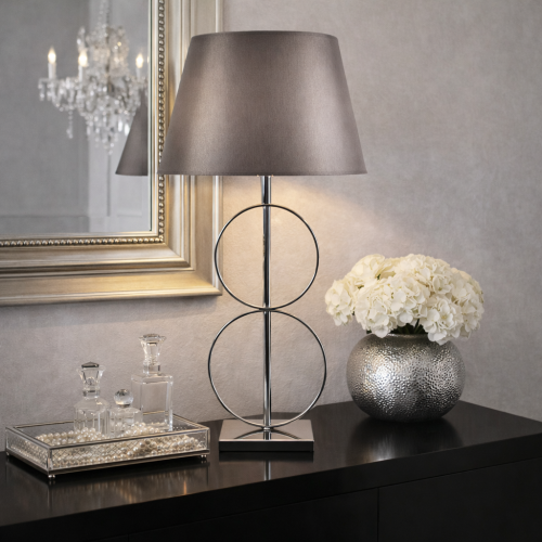 Deluxe Lampa stołowa koła, srebrna (podstawa bez abażuru)