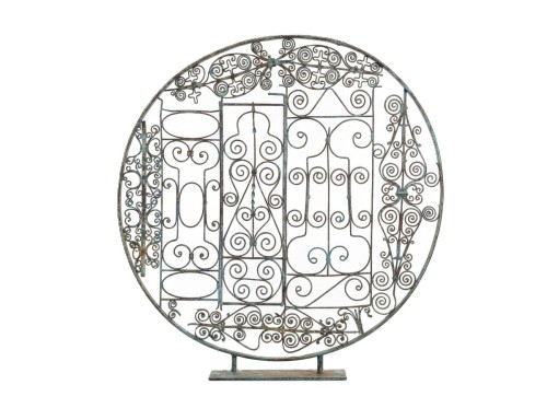 Antique Dekoracja koło ażurowe metalowe 110 cm