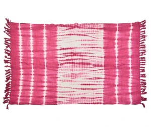 Boho Bawełniany pled, cienka różowa narzuta 