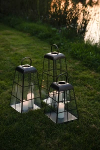 Gold line Lampion szklany klatka B