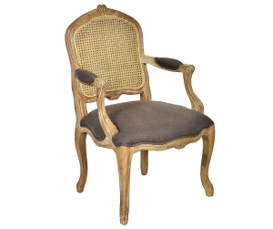 Classic fotel Linen, stylizowane krzesło, dąb szczotkowany, len