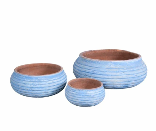 Garden Old Donica niska ryflowana misa blue kpl. 3 szt.